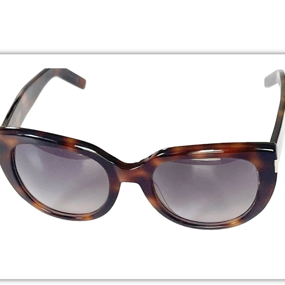 SAINT LAURENT Women's Brown Tortoise Shell Oversize Sunglasses - Picture 9 of 11